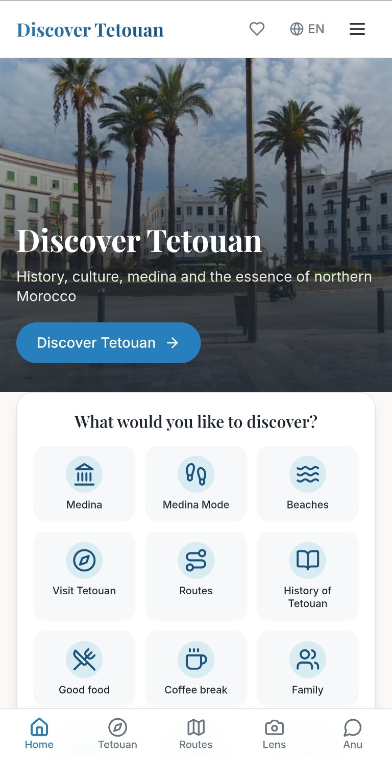 Discover Tetouan mobile app screenshot in English